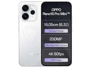 Oppo Reno 15 Pro Mini 5G Smartphone, 12GB RAM, 512GB Storage, Elegant Design - Glacier White