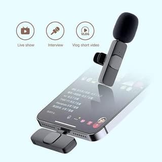 K-8 Wireless Microphone, Collar Microphone for Type-C Android & iOS Noise Canceling Mic for Reels, Makeup Videos, Vlogging, Clip-On for YouTube, Singing, Video Recording, Podcasting