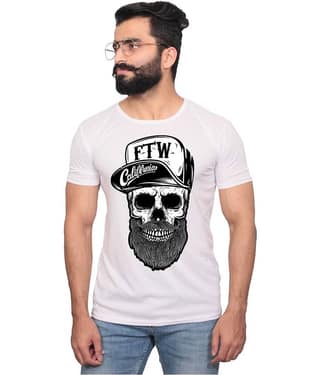 Nityanand Enterprises White Cotton Blend T-Shirt