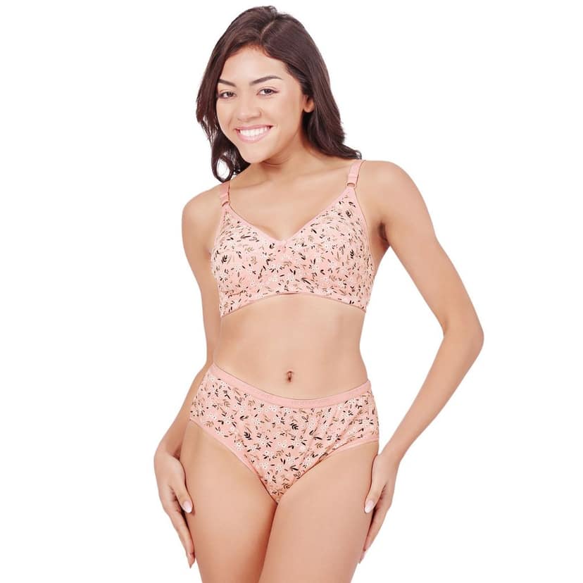 Bodycare Women's Assorted Prints Combed Cotton Bra & Panty Set 6450F