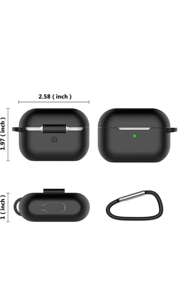 S&P Sublimation Apple AirPods Pro 2 2nd Generation, TWS Soft Silicone Pouch with Hook, 360° Full Shock-Absorbing Protection (Black) (Cover Only) view 5