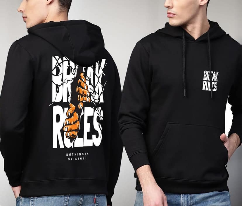 SCOTT FINCHER Men's Black Graphic Printed Hoodie : AA(RSHOD)BLACK_158 view 3