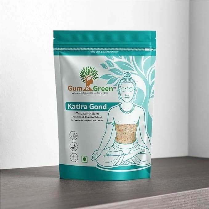 Gum & Green Gond Katira (Tragacanth Gum) | 100% Natural & Edible Ayurvedic Superfood | Cooling & Digestive Pure Summer Coolant for Sharbat & Falooda | Promotes Skin Glow & Digestion | FSSAI Certified | 250g