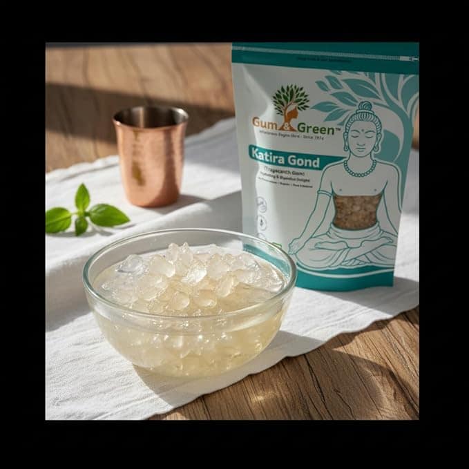 Gum & Green Gond Katira (Tragacanth Gum) | 100% Natural & Edible Ayurvedic Superfood | Cooling & Digestive Pure Summer Coolant for Sharbat & Falooda | Promotes Skin Glow & Digestion | FSSAI Certified | 250g view 6