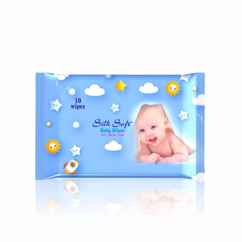 Silk Soft Baby Wipes without Lid (Pack of 6) – Extra Thick, Large & Ultra-Soft | Fragrance-Free & Gentle for Sensitive Skin – 10 Wipes per Pack view 2