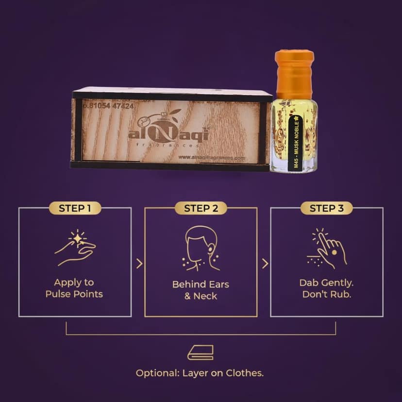 alnaqi fragrances Musk Noble Attar | Perfume Oil, Alcohol-Free Roll-On | Saffron & Turkish Rose, Geranium Heart, White Musk & Aged Agarwood | Long-Lasting Unisex Concentrated Fragrance view 4