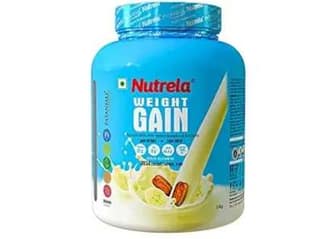 Nutrela Weight Gainer Powder - 2kg Banana Flavour 20g Protein 66.8 Carbs 13 Vitamins 12 Minerals with Khandsari Sugar Ideal for Athlete Men Women Kids above 10 Year