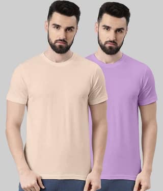 Veirdo Pack of 2 100% Cotton Regular Fit Men's T-Shirt ( Mustard )