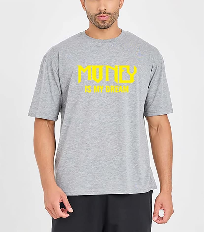 SCOTT FINCHER Men's Cotton Graphic T-Shirt "Money is My Dream" : AA(ARN)GREY_169 view 3