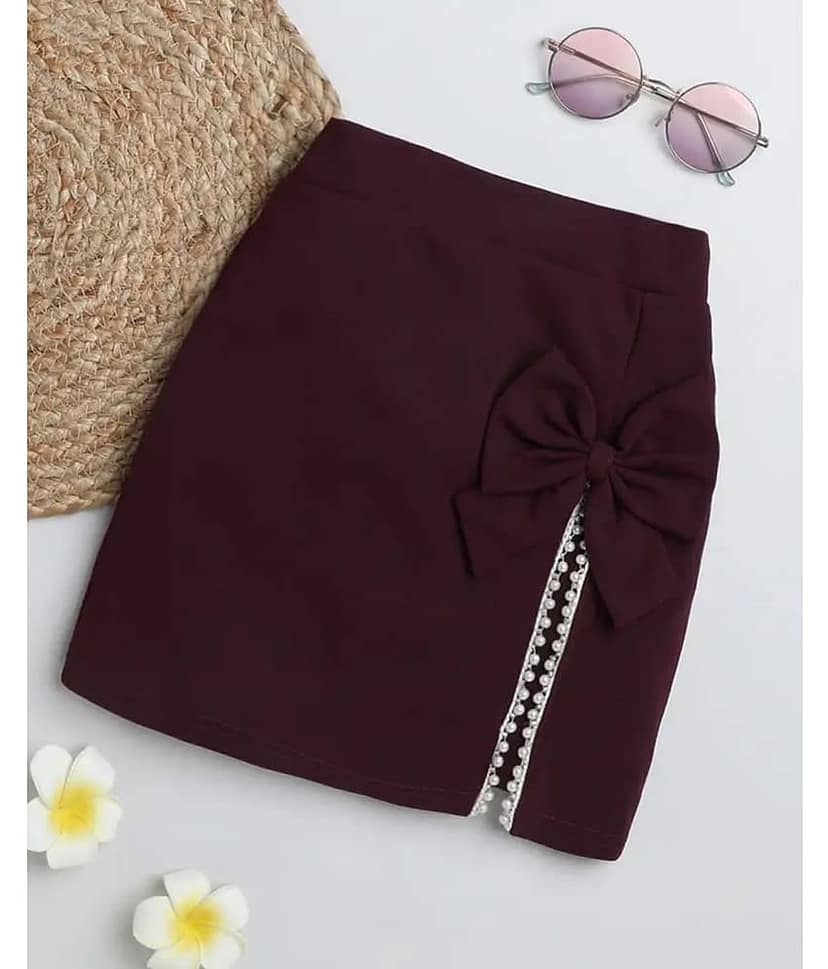 Addyvero Pack of 1 Girls Cotton Blend Straight Skirt ( Maroon )