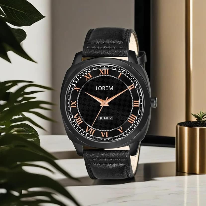 LOREM Black Cubic Designer Printed Dial Analog Watch for Men LR87-UF view 2