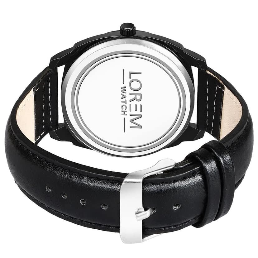 LOREM Black Cubic Designer Printed Dial Analog Watch for Men LR87-UF view 3