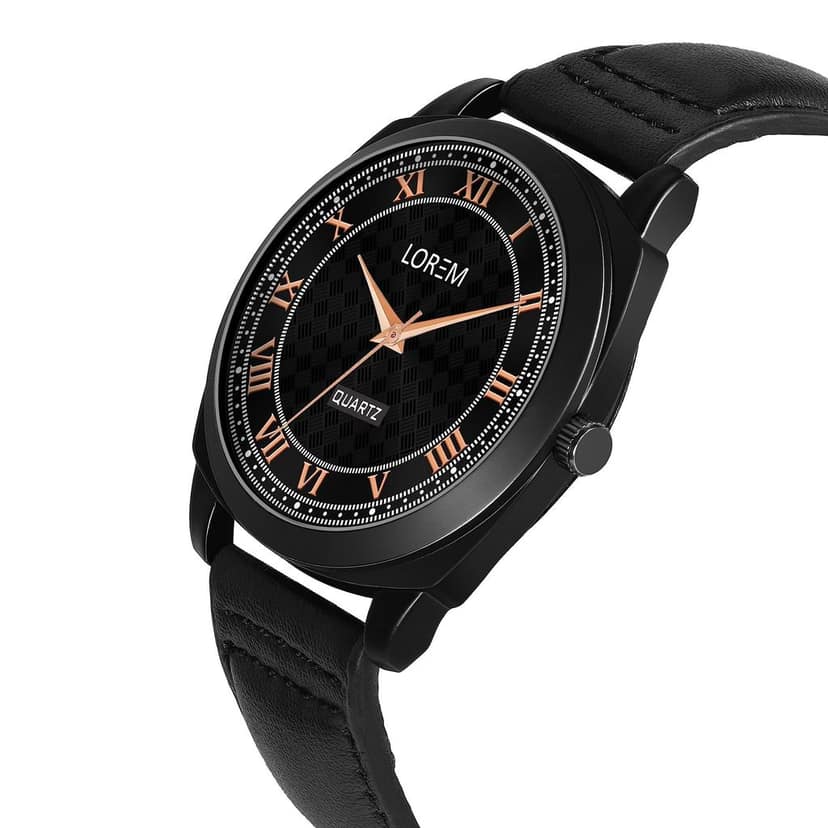 LOREM Black Cubic Designer Printed Dial Analog Watch for Men LR87-UF view 4