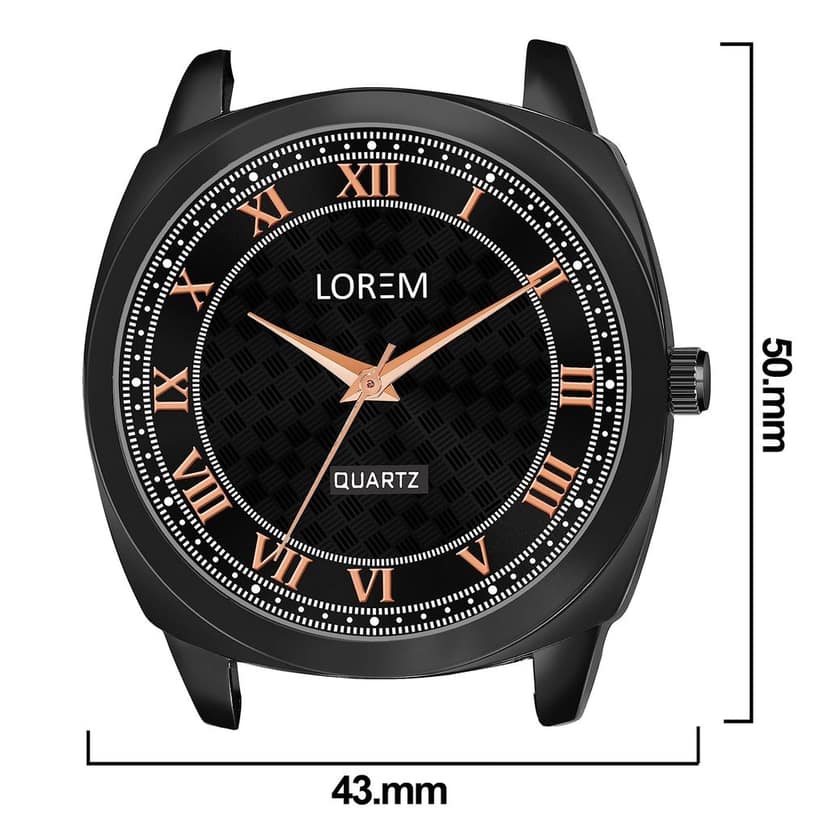LOREM Black Cubic Designer Printed Dial Analog Watch for Men LR87-UF view 5
