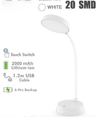 IDOLESHOP - White Study Table Lamp ( Pack of 1 )