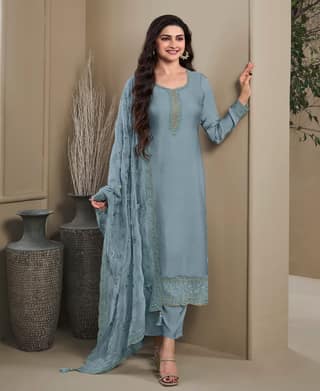 New Wedding Wear Crepe Silk Straight Suit for Women