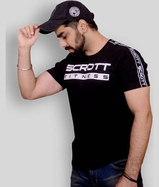 Scrott Fitness Pack of 1 Cotton Regular Fit Men's T-Shirt ( Black )