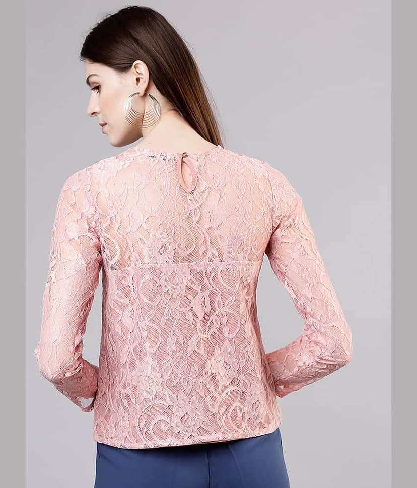 Tokyo Talkies Women's Polyester Regular Top ( Pink ) view 3