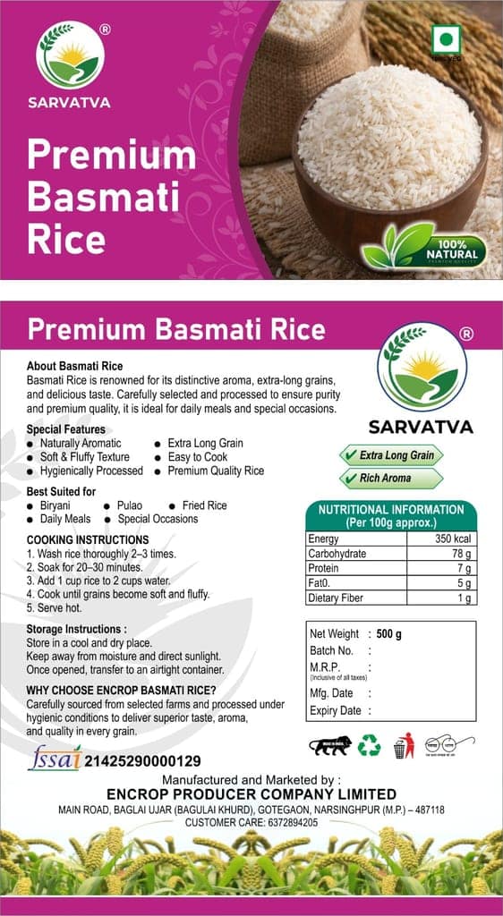 SARVATVA Premium Basmati Rice - 500g view 3