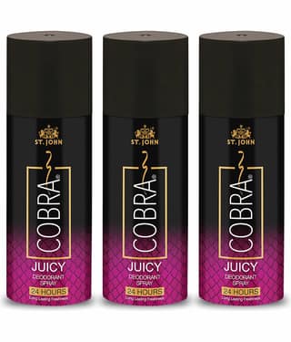 ST.JOHN Cobra Long-Lasting Deodorant Juicy 150ml Deodorant Spray for Men 150ml - Pack of 3