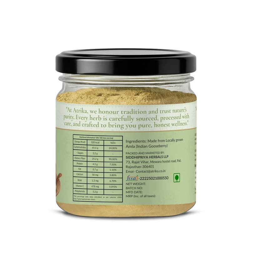 Atrika Pure Amla Powder for Hair Growth, Skin Glow & Immunity | 200g | Natural & Chemical-Free view 7