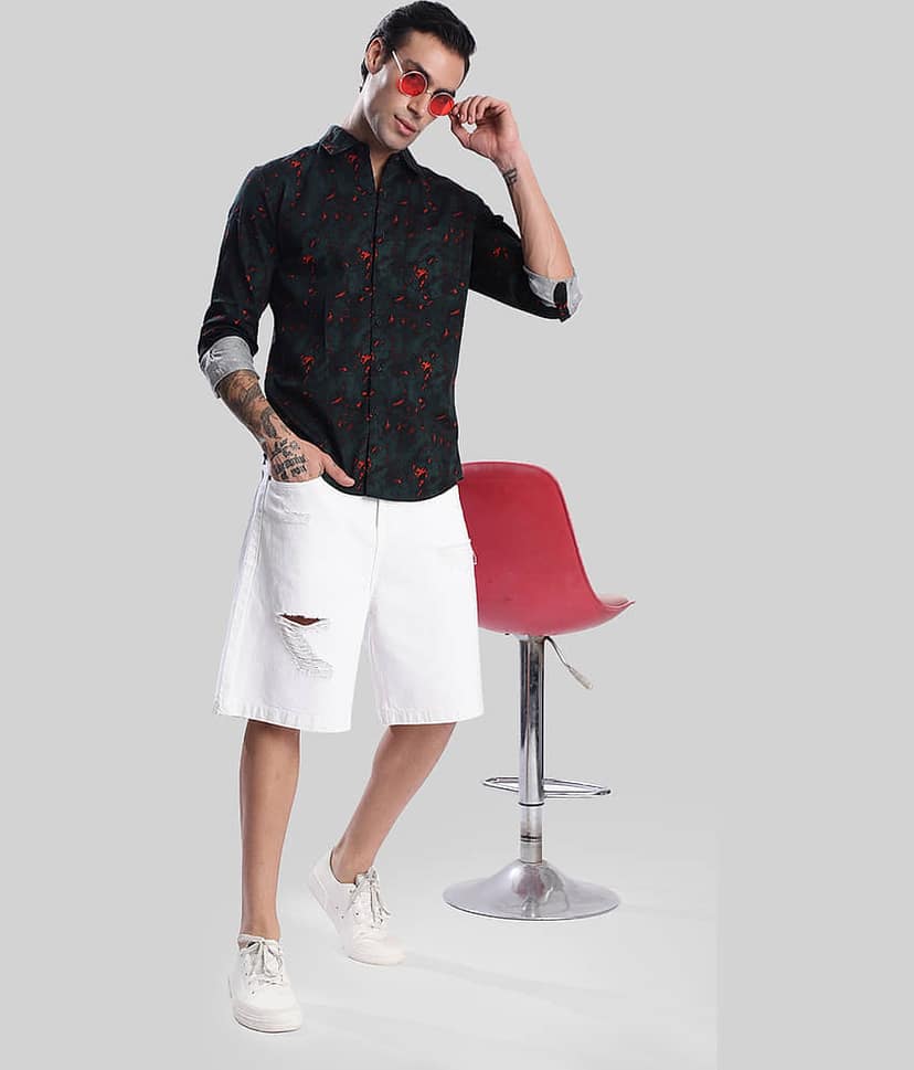 Bene Kleed White Cotton Men's Denim Shorts ( Pack of 1 ) view 7