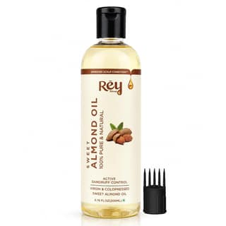Rey Naturals Sweet Almond Oil - Cold Pressed, Free Applicator, 200ml Rey Naturals Sweet Almond Oil - Cold Pressed, Free Applicator, 200ml - Transperent / 200 ml (Pack of 1)