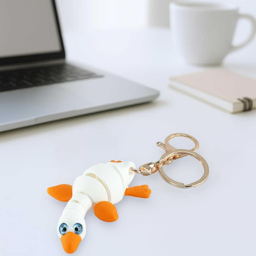 Vinglits Farm Buddies 3D Printed Keychains – Articulated Animal Toys, Pocket-Friendly Keyrings, Stress Relief Desk Toy for Kids & Adults (Hansa – The Goose, Medium) view 2