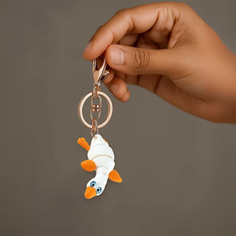 Vinglits Farm Buddies 3D Printed Keychains – Articulated Animal Toys, Pocket-Friendly Keyrings, Stress Relief Desk Toy for Kids & Adults (Hansa – The Goose, Medium) view 5