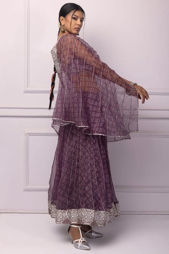 Purple Corded Organza Cape view 2