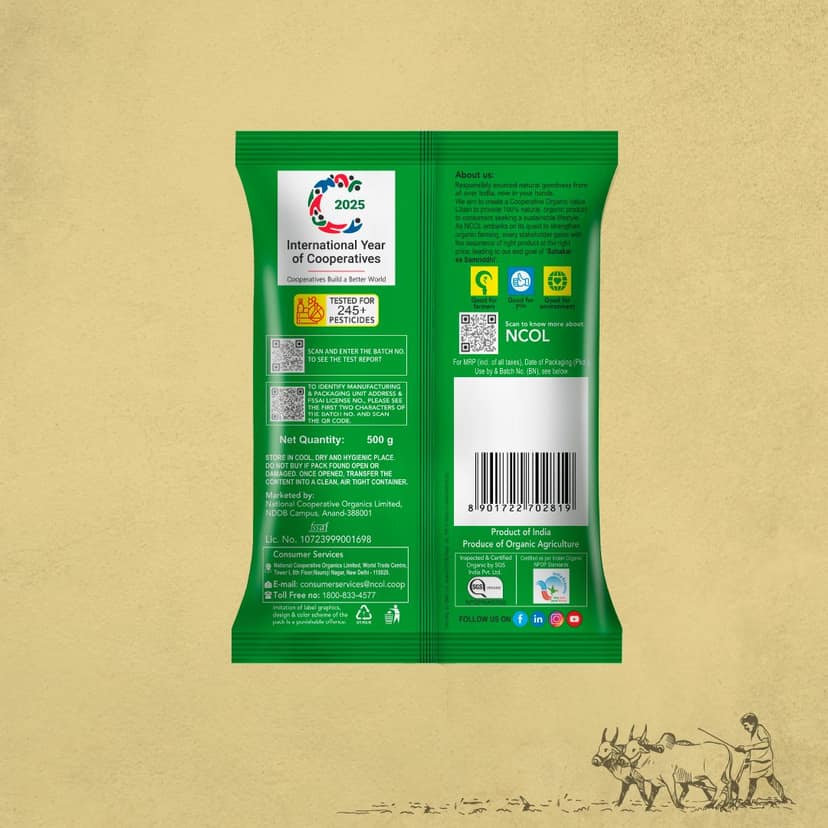 Bharat Organics Unpolished Kabuli (Safed) Chana - 500g view 2