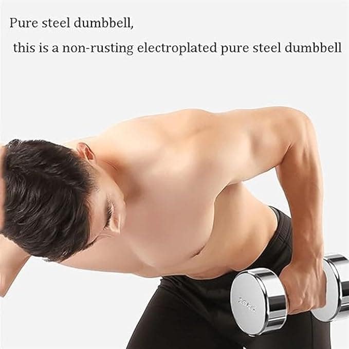 Pure Steel Dumbbell, Non-Rusting Electroplated Pure Steel Dumbbell for Home Gym, Fitness, and Strength Training view 2
