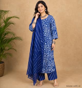 Handcrafted Batik Print Stitched 3 Piece Rayon Suit set