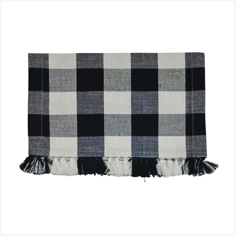 KARTHI7OCT STORE Hand Towel Set of 2 (2 Pieces) – Cotton, Black and White – 16x14 Inches – Mini Towels for Wash Basin, Bathroom, Gym, Travel and Workout – Sweat Wipe Cloth – Face Wash Towel view 6