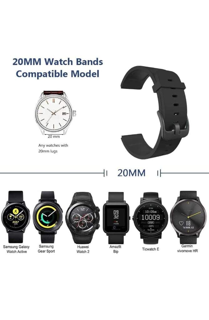 Exelent 20mm Strap Compatible with Amazfit GTS 2 Mini, Amazfit Bip/Bip U/Pro/Lite, Bip S, Amazfit GTS/ 2/2e, Amazfit GTR, Samsung Galaxy Watch 4/ Watch 5(20MM) view 5
