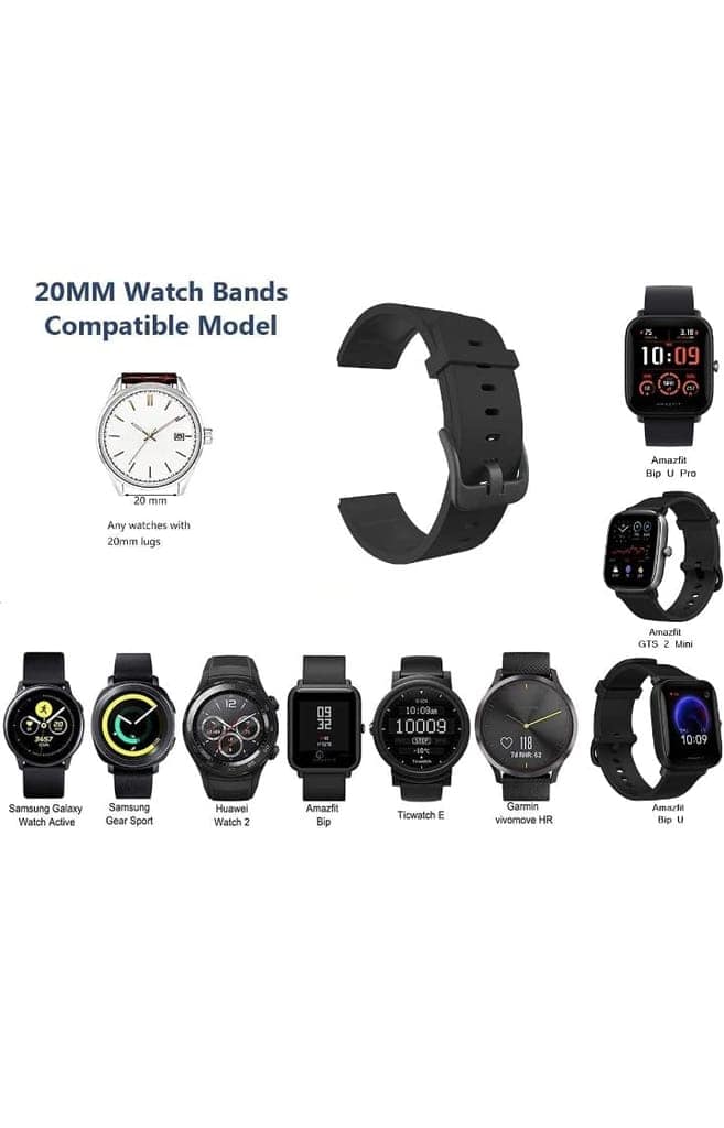 Exelent 20mm Strap Compatible with Amazfit GTS 2 Mini, Amazfit Bip/Bip U/Pro/Lite, Bip S, Amazfit GTS/ 2/2e, Amazfit GTR, Samsung Galaxy Watch 4/ Watch 5(20MM) view 6