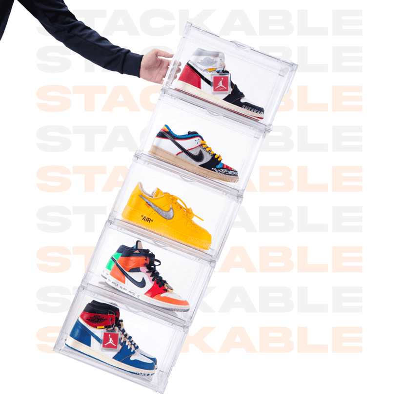 SNEAKARE Shoe Storage Organizer (Clear), Heavy-Duty Sneaker Box, Stackable Storage Box with Magnetic Closure, Multipurpose Large Storage Box, Fits Size UK14, Plastic view 5