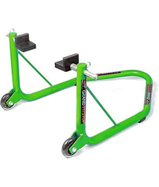 Grand Pitstop Universal Rear Paddock Stand for Motorcycle with Swingarm Rest (Non-Dismantable with Skate Wheels, Green, Motorcycle Weight Up to 350 Kgs)