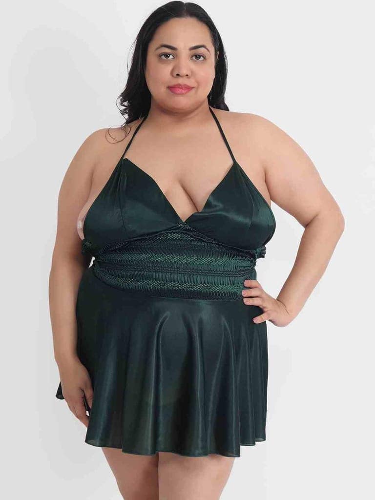 Plus Size Hot Short Green Bikini Dress for Honeymoon BB35Gb view 2