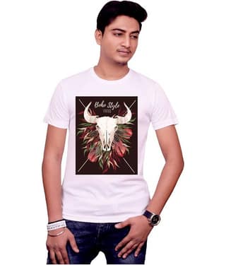 Nityanand Enterprises White Cotton Blend T-Shirt