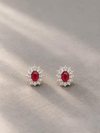 AXORA LIFE 925 Sterling Silver Ruby Red Radiance Stud Earrings