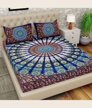 Cosito Cotton 1 Double Bedsheet with 2 Pillow Covers ( Multicolor )