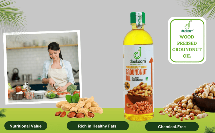 Deeksam Wood Pressed Groundnut Oil | Chekku Kadalai Ennai | 100% Pure & Natural | 500ML view 4