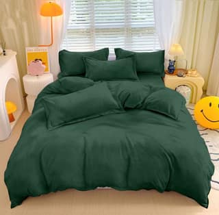 Brevard International Double Bed Flat Bedsheet | 190 GSM Flannel Super Soft Warm | With 2 Pillow Covers for Winters - 90x100 Inches, Olive Green
