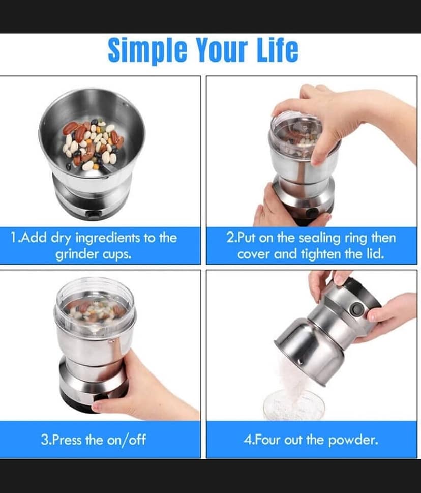 Nima Mini Stainless Steel Coffee Spice Nuts Grains Bean Grinder Mixer Juicer 350 Stainless Steel 1 Coffee Grinder view 2