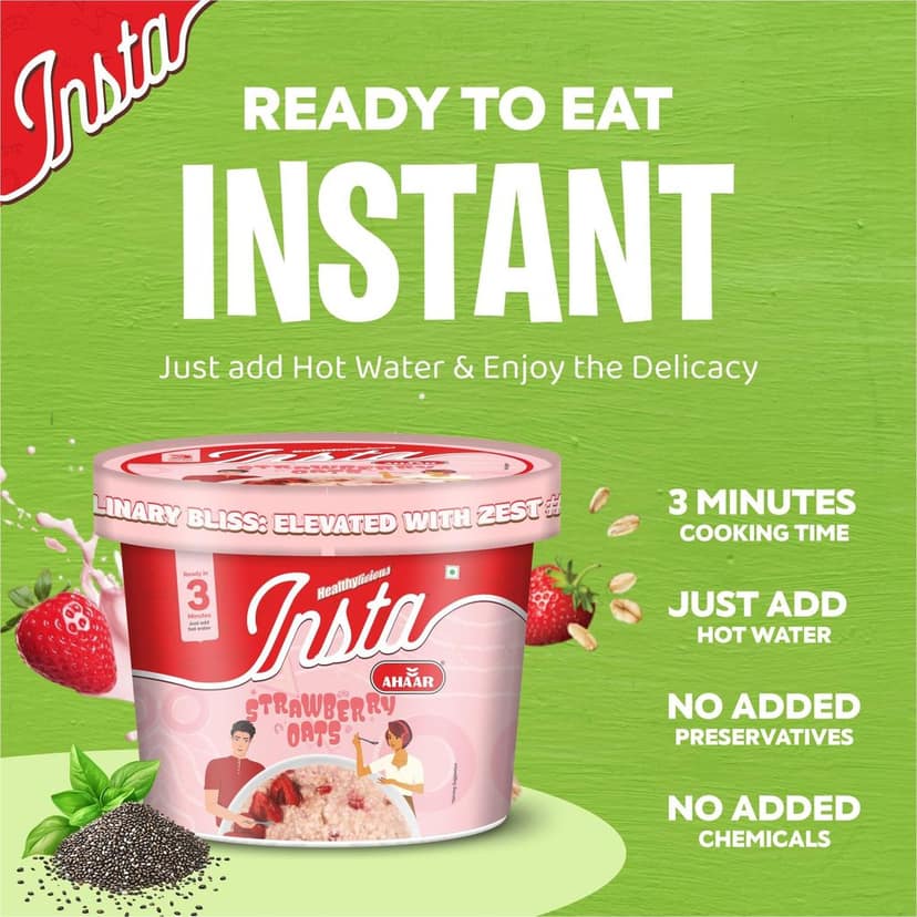 Insta Ahaar Masala Oats - Cup 55g | Ready-to-Eat | Instant Snack view 3