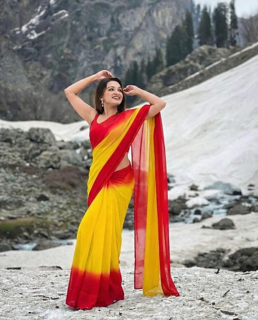 Dyed Padding Georgette Saree view 2