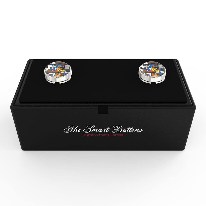 The Smart Buttons - Shirt Button Cover Cufflinks for Men - Three Musicians Inspired by Pablo Picasso view 3
