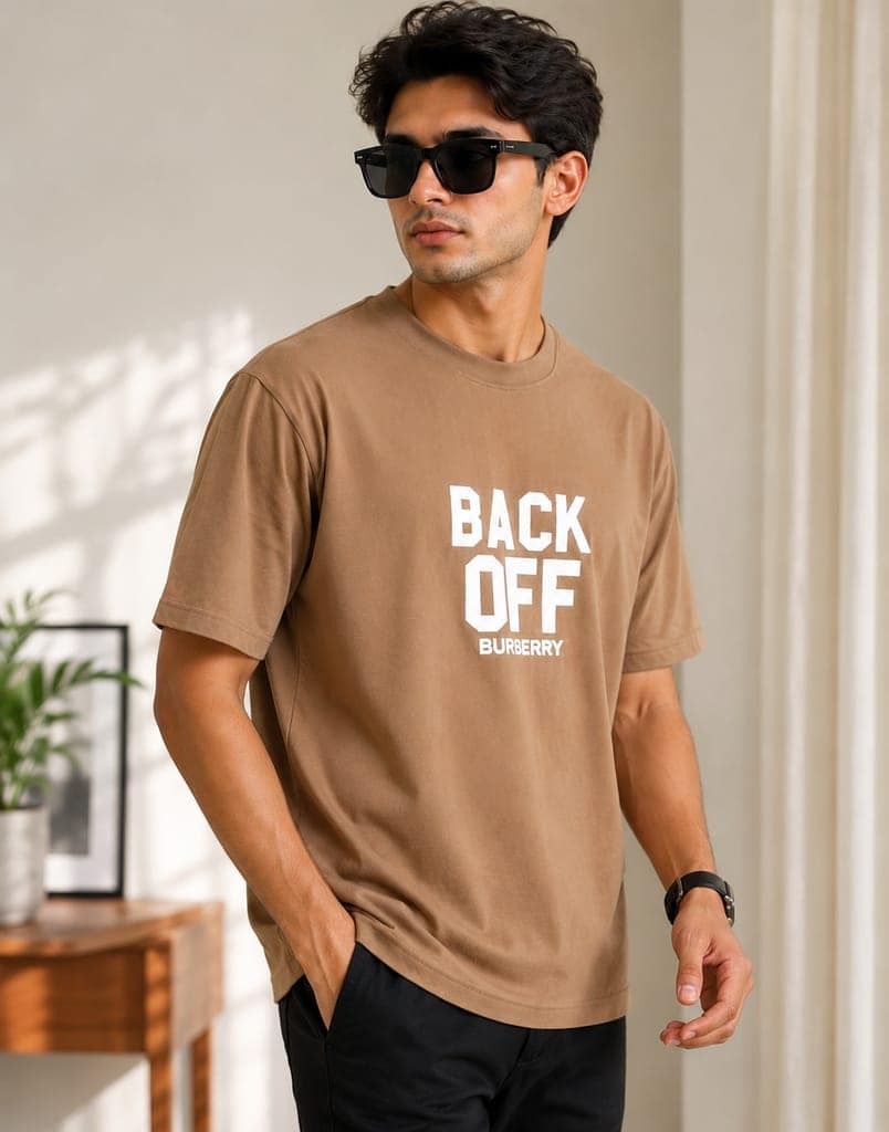 Men's front and back printed cotton halfsleeves round neck tshirt view 2