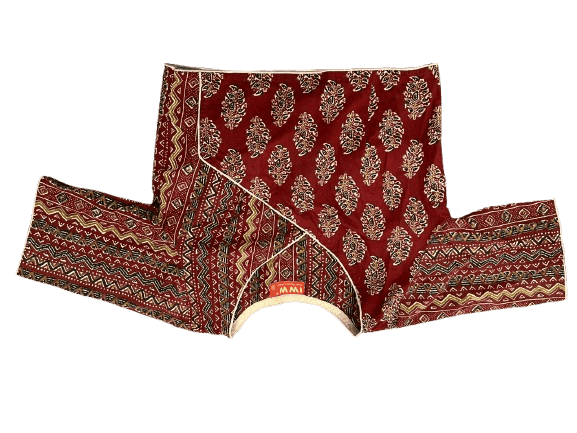 Women's Hand Block Printed Cotton Angrakha Kurta with 3/4th Sleeves view 2